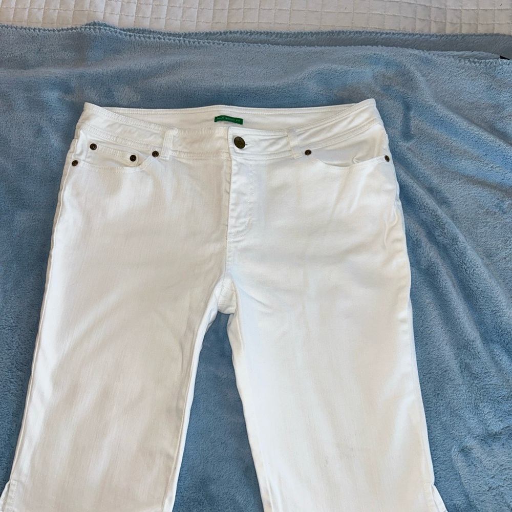 Lilly Pulitzer White Bermuda Palm Beach Fit Jean Shorts Sz 12-EUC
